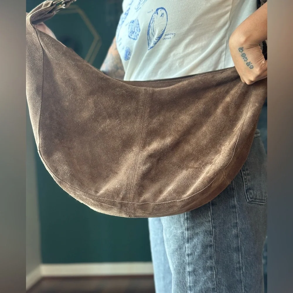 Free People Brown Suede Hobo Bag - Picture 3 of 4